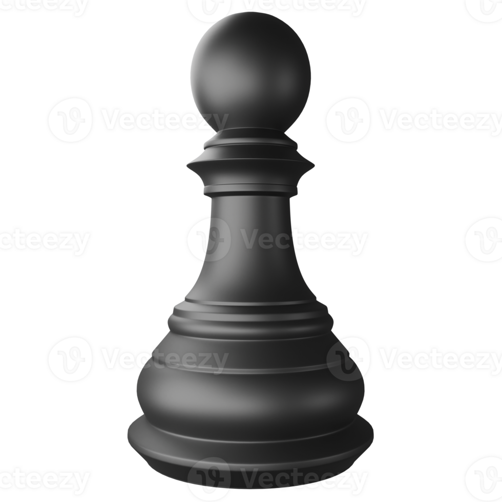 Black pawn chess piece clipart flat design icon isolated on transparent background, 3D render chess and board game concept png