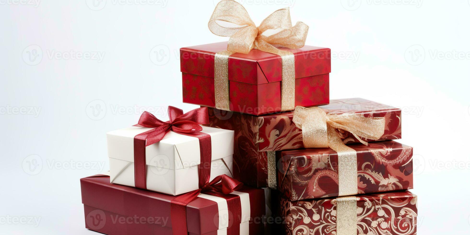 AI Generated. AI Generative. New Year xmas christmas gift present box. Romantic birthday celebration suprise color ribbon box. Graphic Art photo