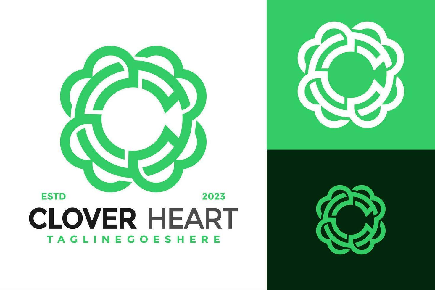 Letter C Clover Heart Logo design vector symbol icon illustration