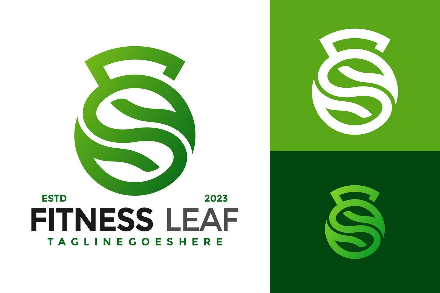 Letter S Kettlebell Leaf Logo design vector symbol icon illustration