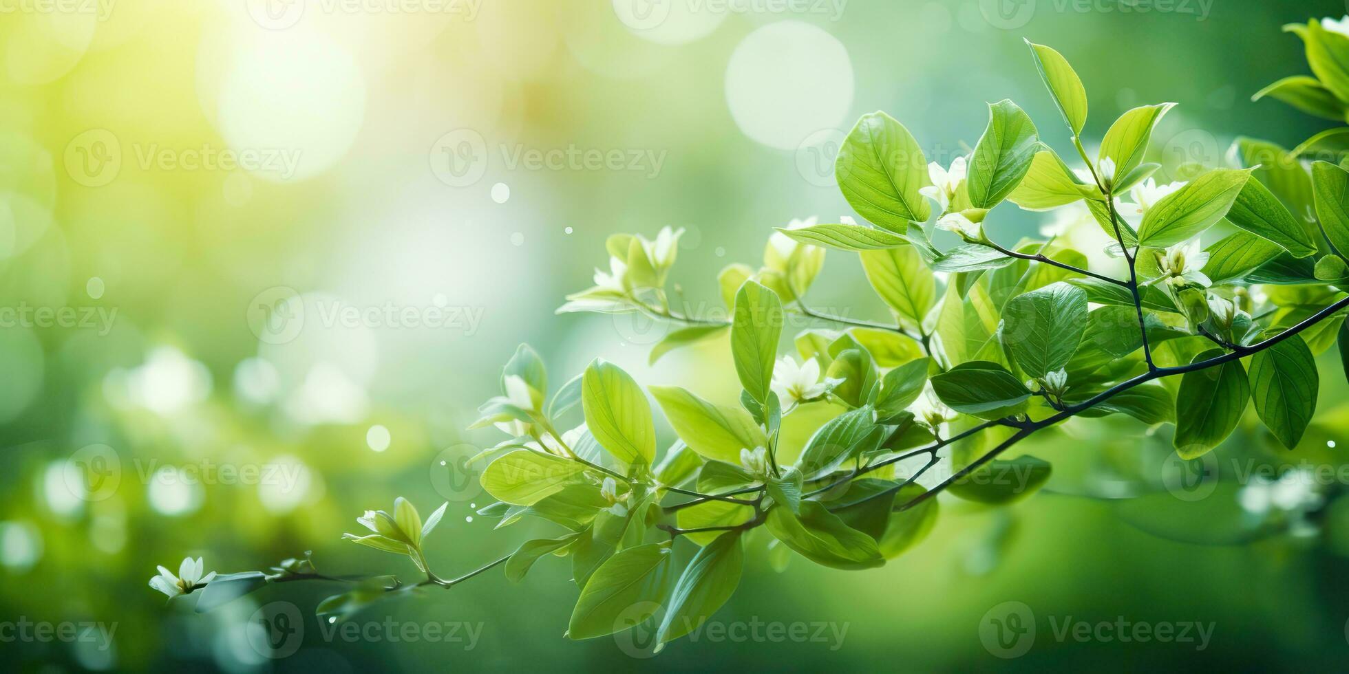 AI Generated. AI Generative. Foliage forest tree leaves plant green nature outdoor mock up background decoration. Graphic Art photo