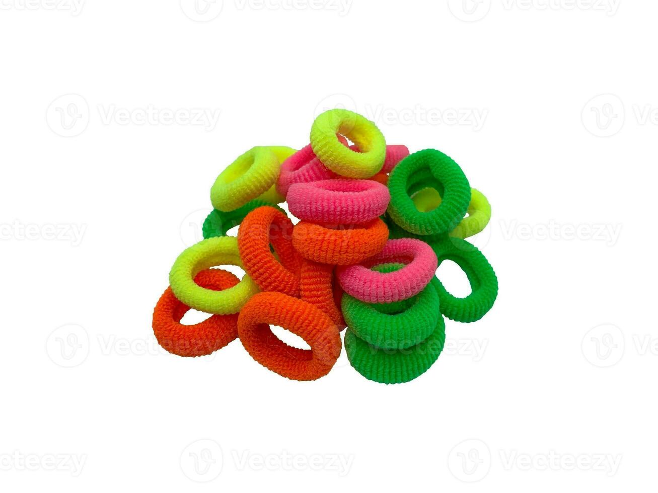 Colorful hair ties isolated on white background photo