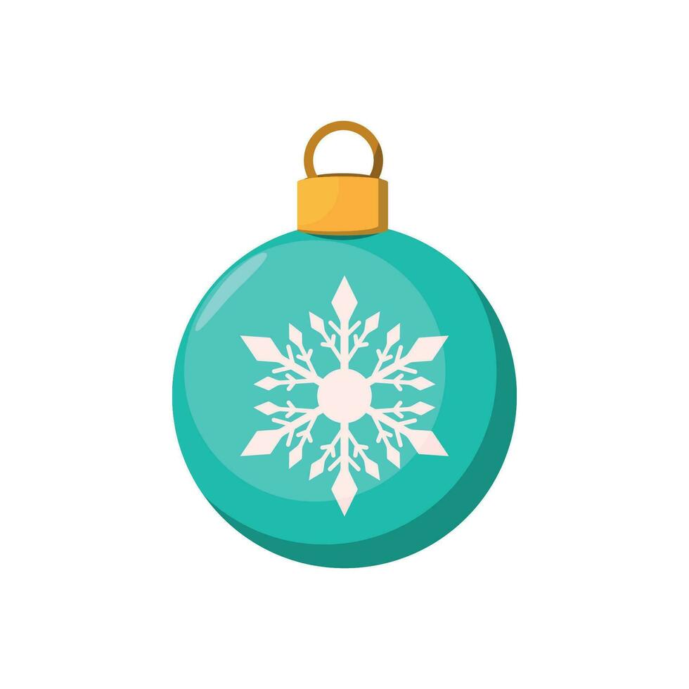 Green Christmas ball with snowflakes on a white background. vector