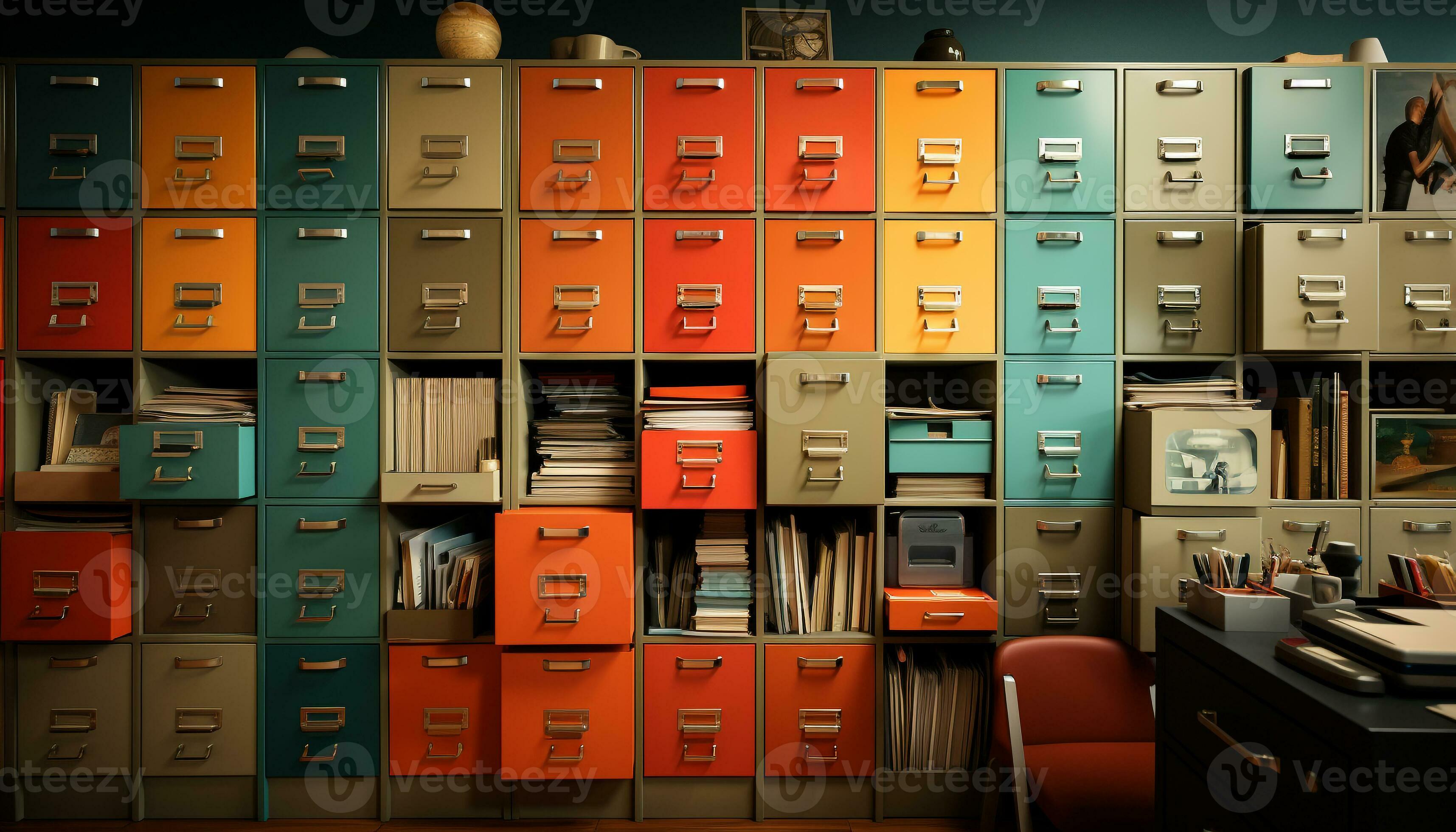 Modern library shelf with colorful books in an orderly collection
