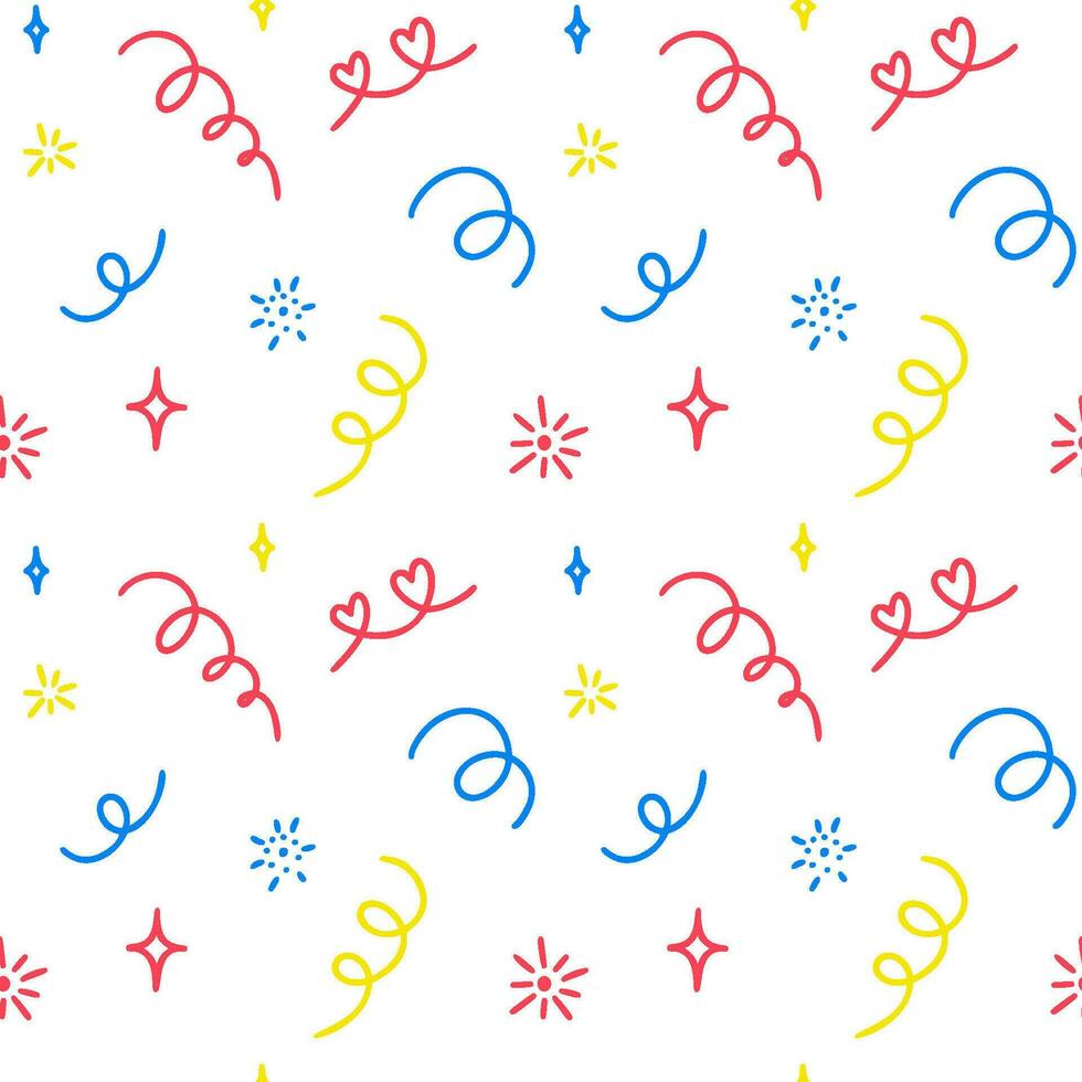 Cute line doodle seamless pattern. Childish squiggle design. Baby party decoration. Holidays and Christmas decor wrapping paper vector