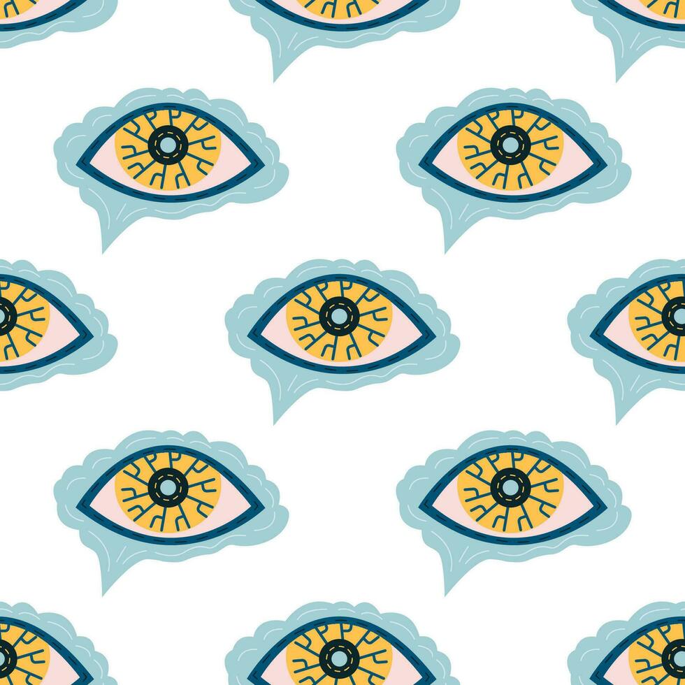 Technology seamless pattern with AI eyes vector