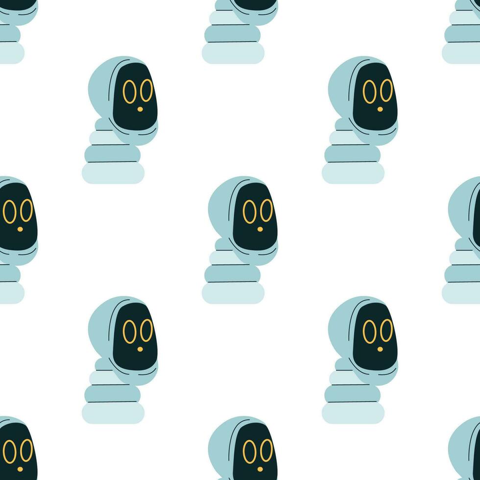 Technology seamless pattern with humanoids robots. vector