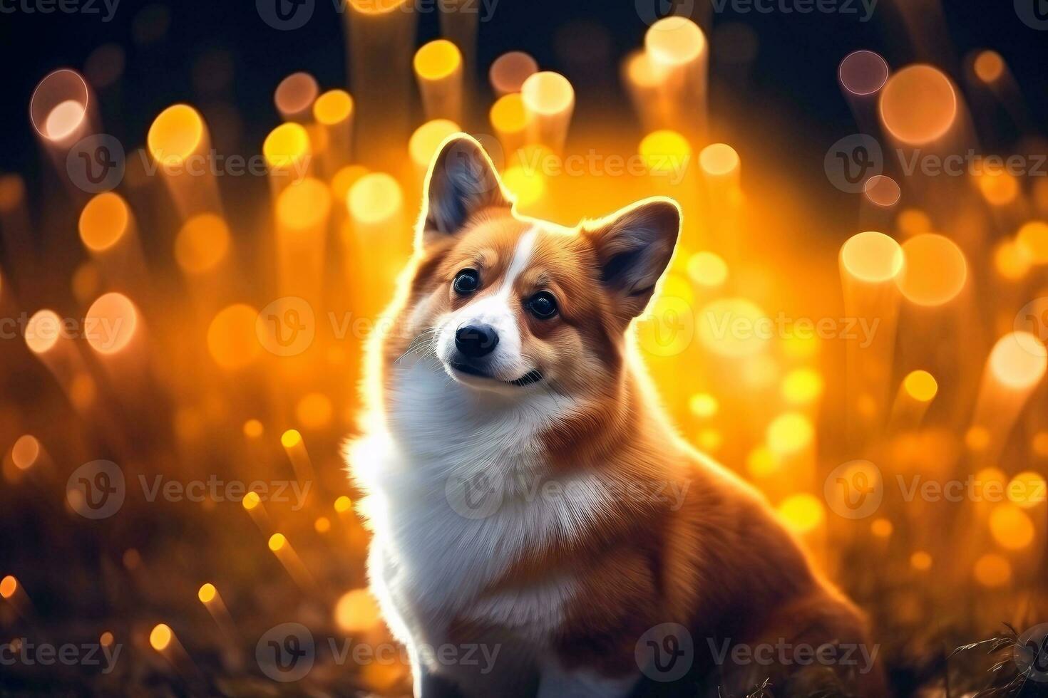 Close-up of cute dog with beautiful bokeh background, Generative AI illustration photo