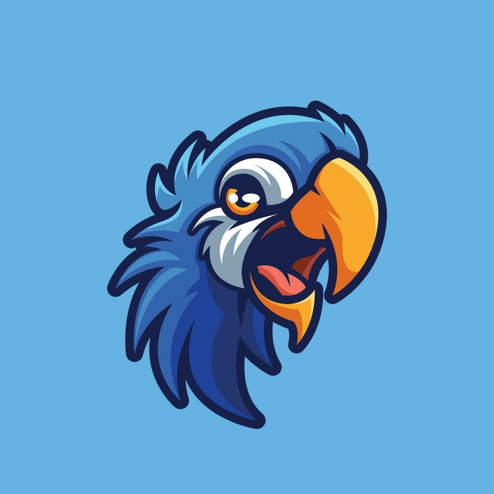 Angry Parrot Blue Head Cartoon Illustration vector
