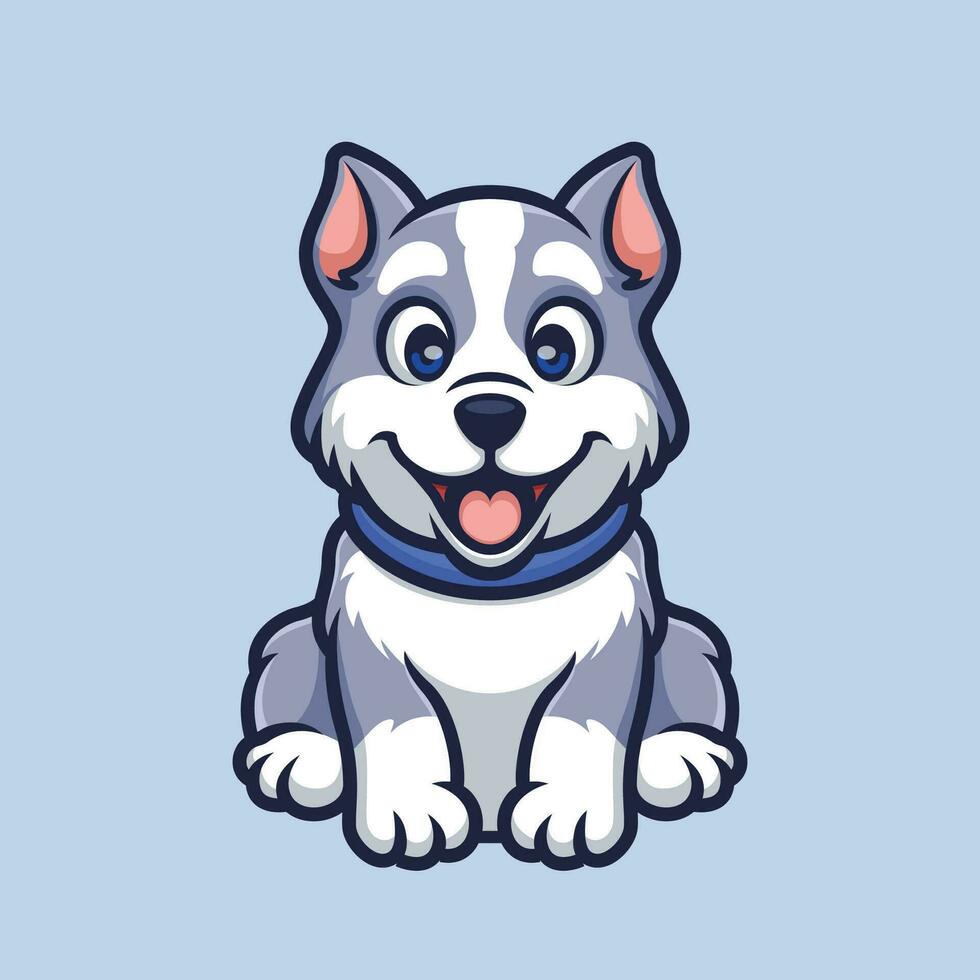 Siberian Husky Sitting Happy Fun Cartoon vector