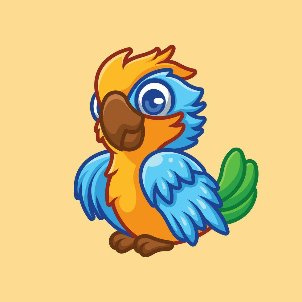 Cute Parrot Kids Cartoon Illustration Mascot vector