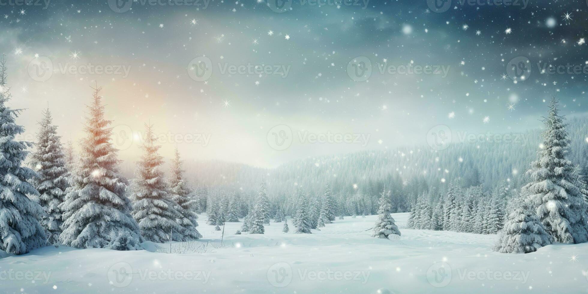 AI Generated. AI Generative. Merry christmas xmas new year winter holiday forest landscape. Graphic Art photo