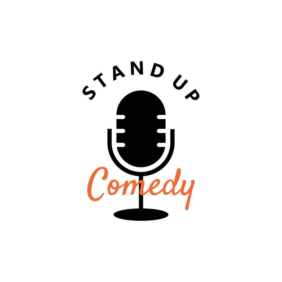 Stand Up Comedy Logo Template with Microphone vector