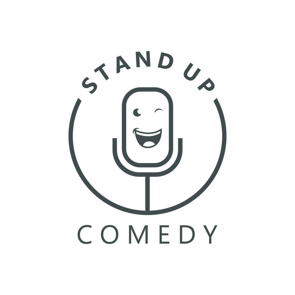 Stand Up Comedy Logo Template with Microphone vector