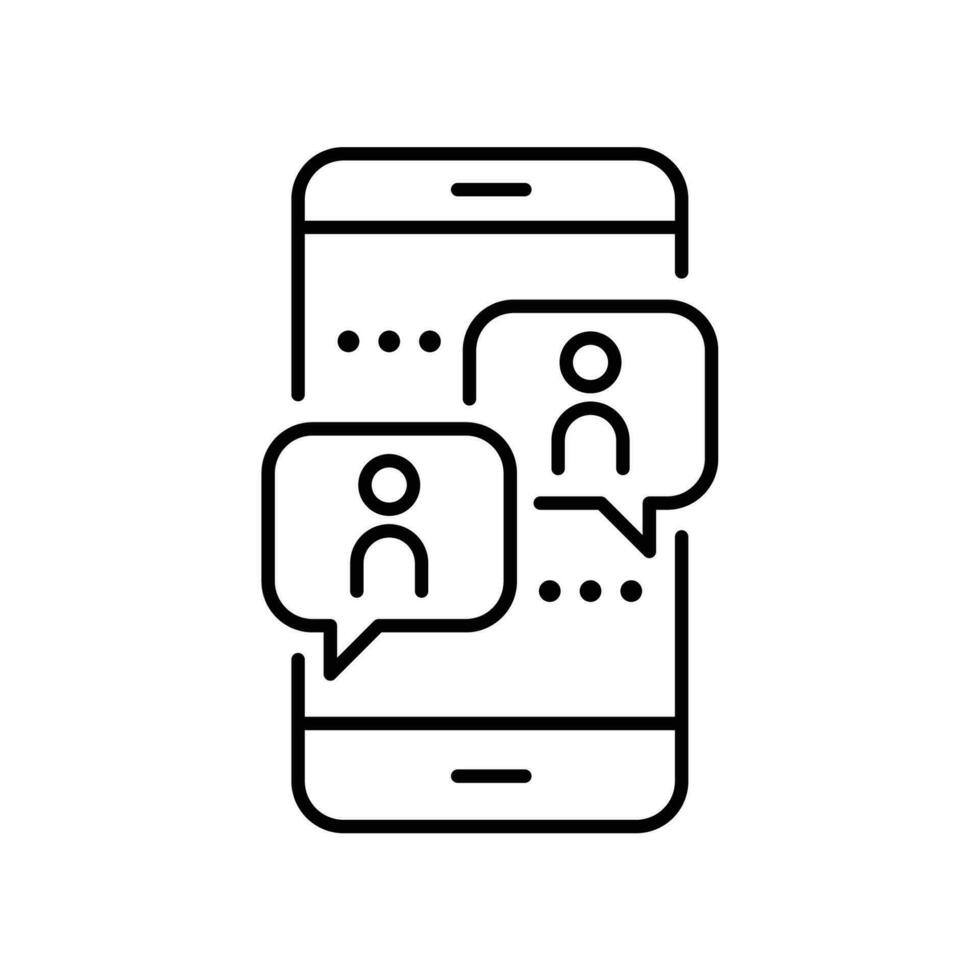 Chat messages smartphone, Sms on mobile phone screen. Man, woman couple chatting, Messaging using chat app or social network. Vector icon.