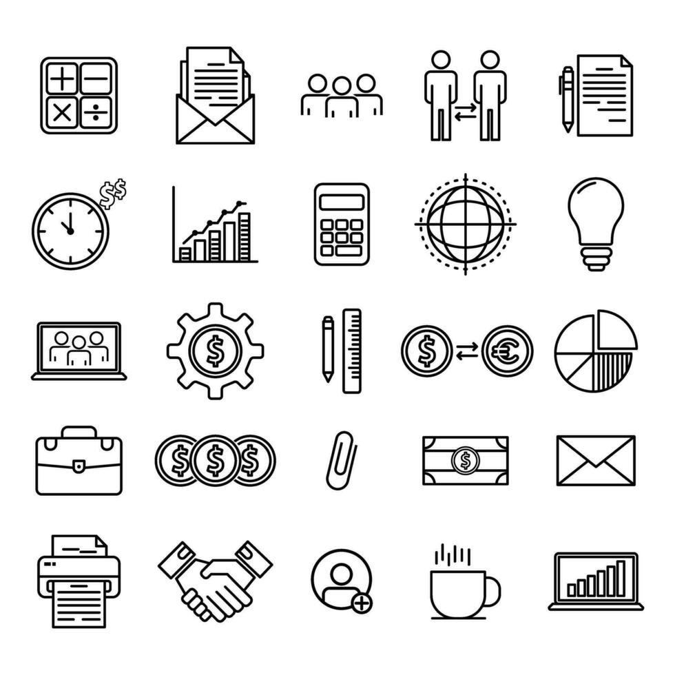 Business icon set. Businessman line icon .Business and Finance web icon in line style. Money, bank, Teamwork, human resources, contacts, infographics. vector