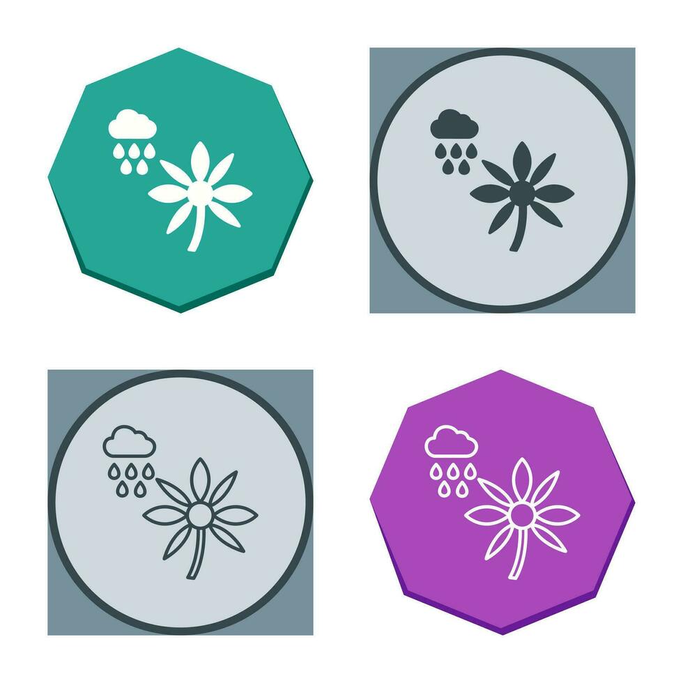 Flower with rain Vector Icon