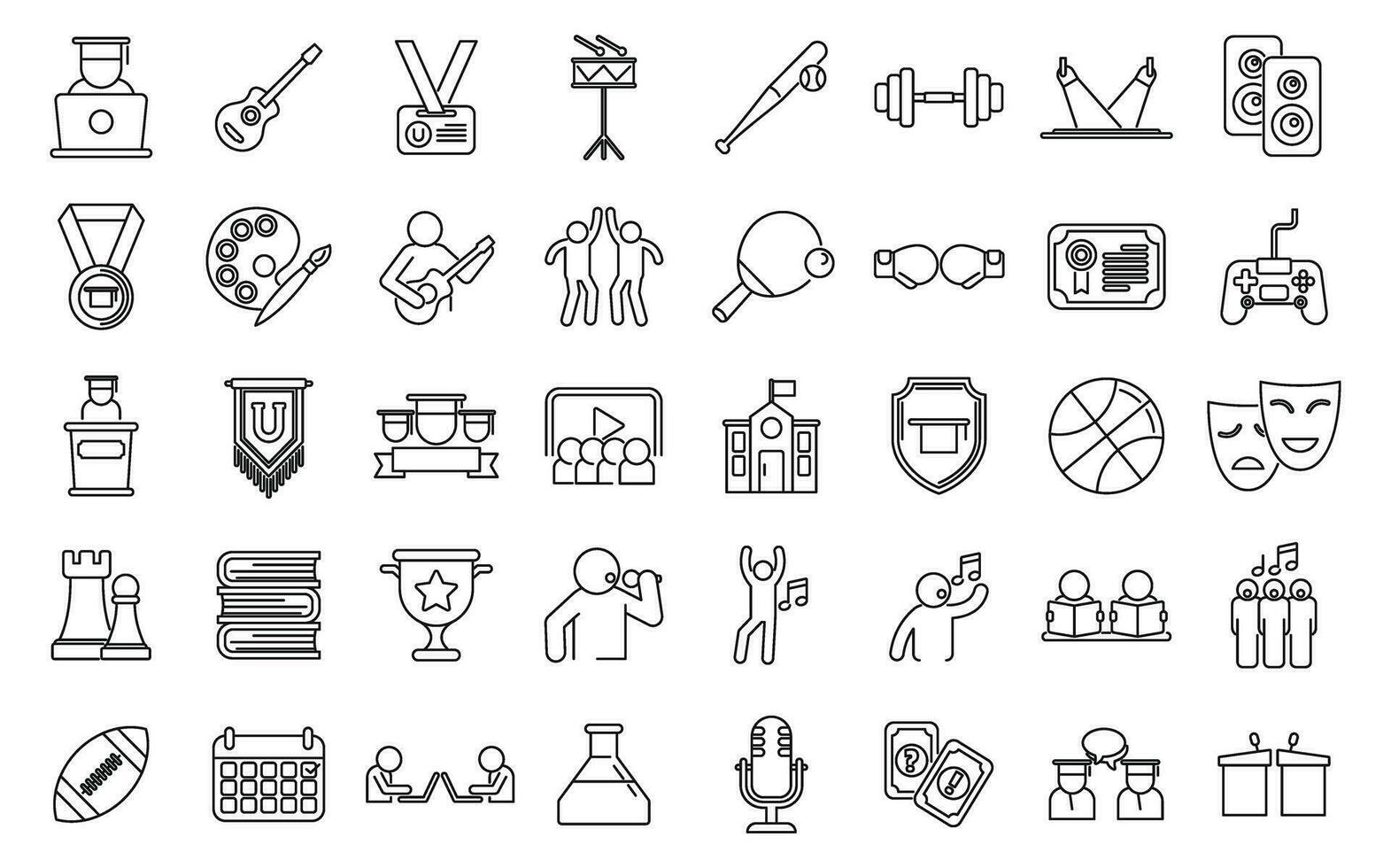 Student club icons set outline vector. Academic student vector