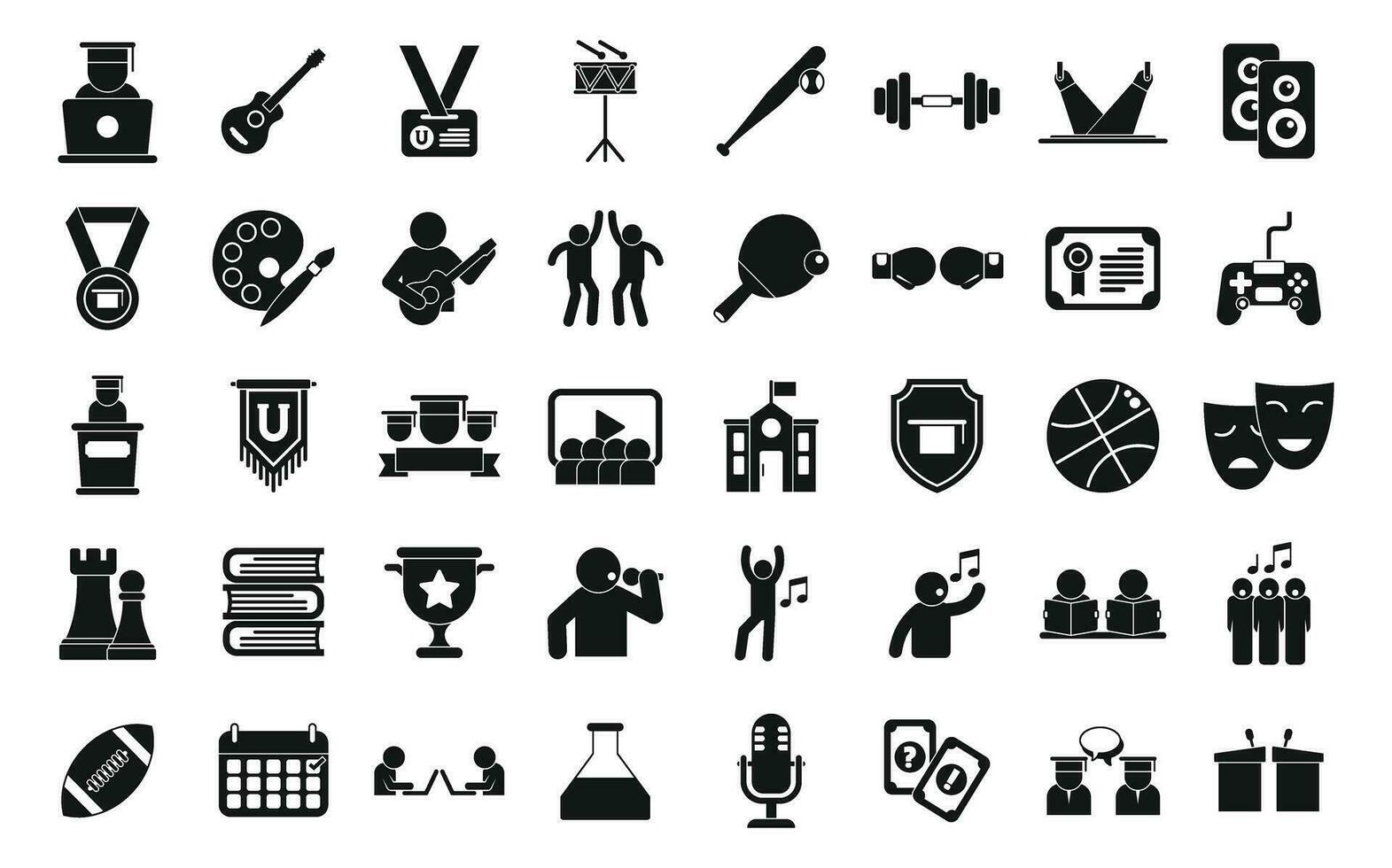 Student club icons set simple vector. Academic student vector