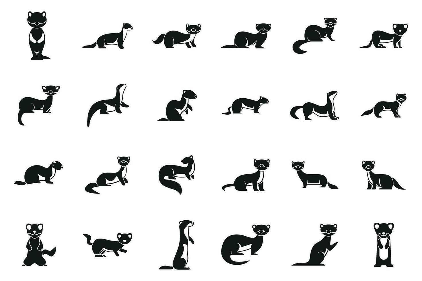 Weasel icons set simple vector. Ermine animal vector
