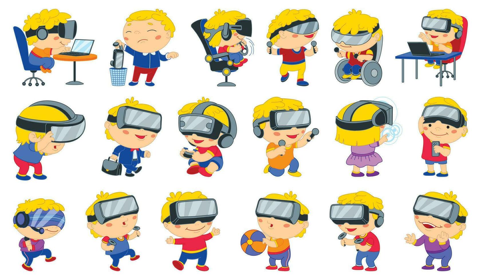 Game goggles icons set cartoon vector. Vr 360 vector