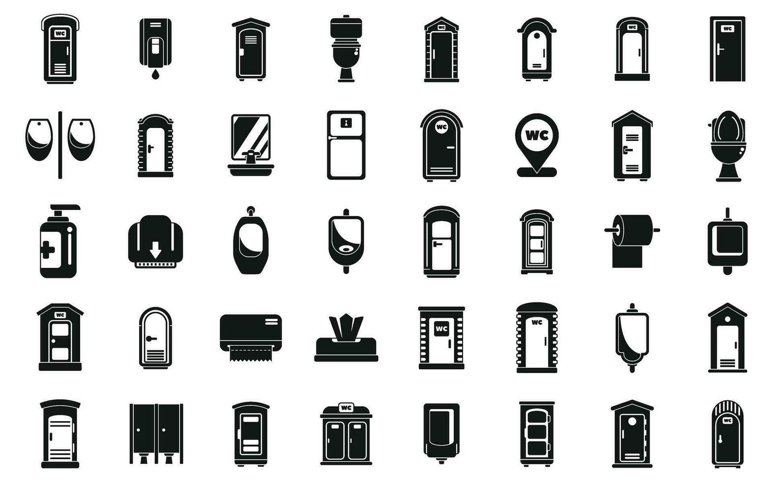 Public restrooms icons set simple vector. Toilet seat vector