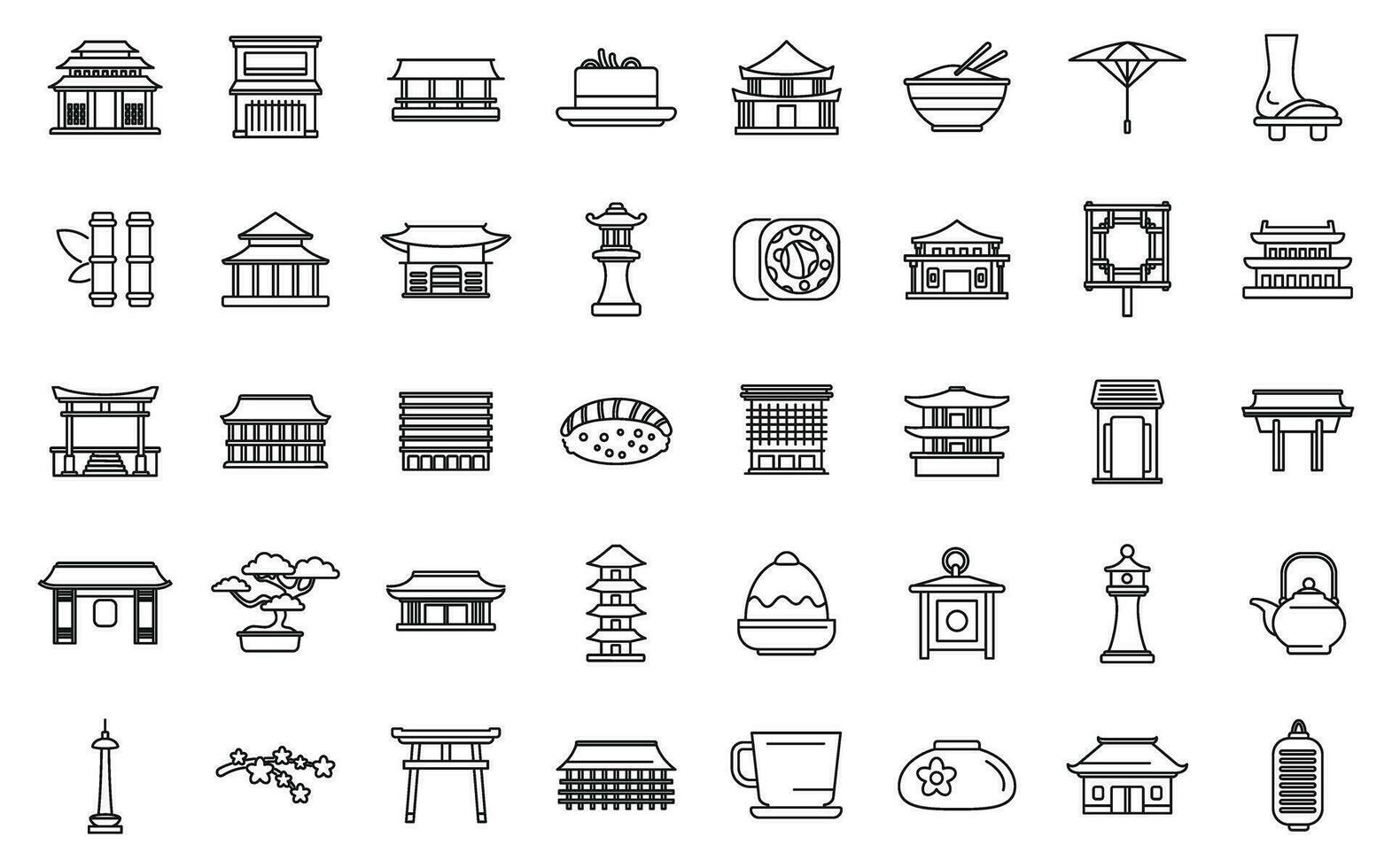 Kyoto icons set outline vector. Real estate vector