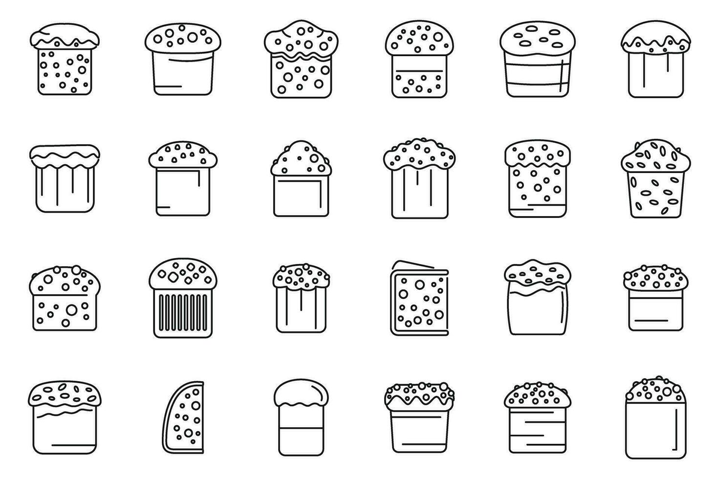 Panettone icons set outline vector. Bake food vector