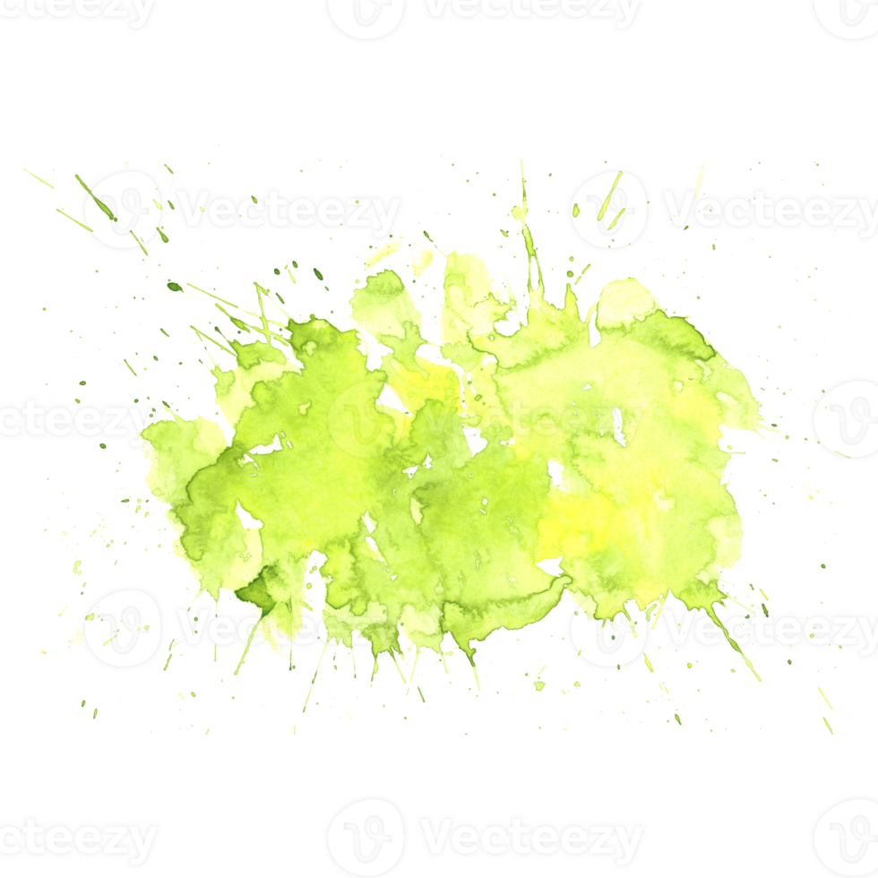 Yellow-green abstract splashing on paper. Watercolor texture. Illustration for backgrounds of different elements png