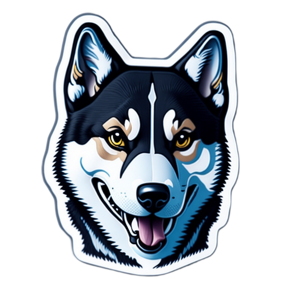Siberian Husky Cartoon Sticker Illustration PNG Image Ai Generative