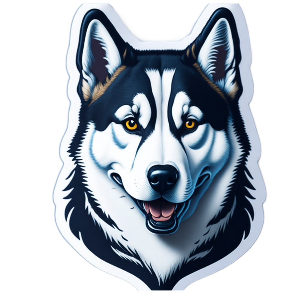 Siberian Husky Cartoon Sticker Illustration PNG Image Ai Generative