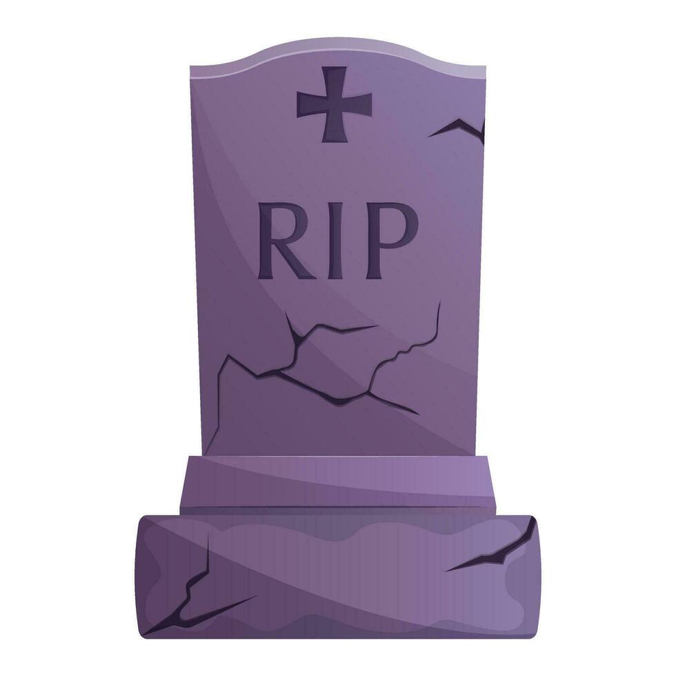 Old headstone with cracks halloween time decoration element vector