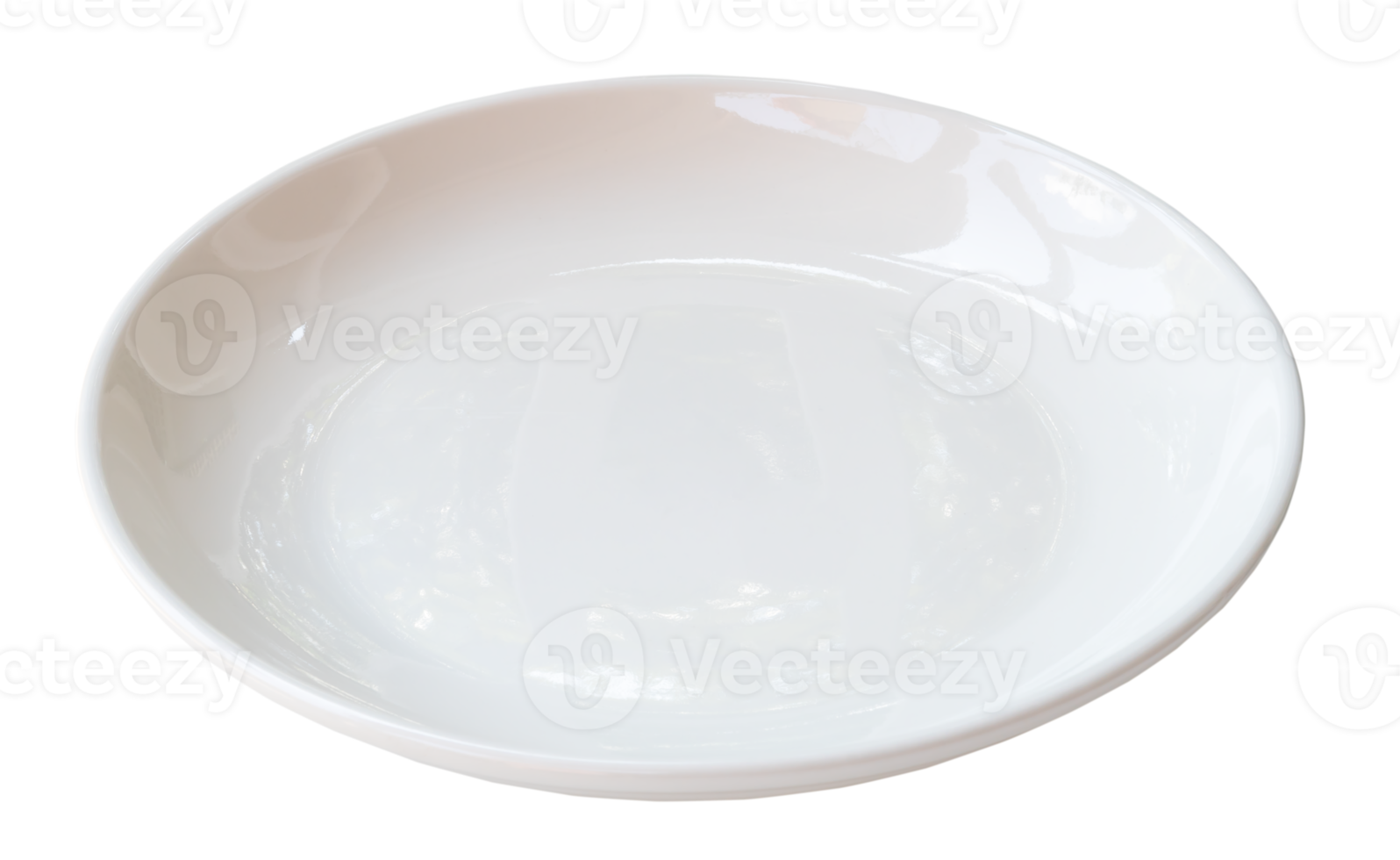 Single white ceramic plate isolated with clipping path in png file format Close up photo