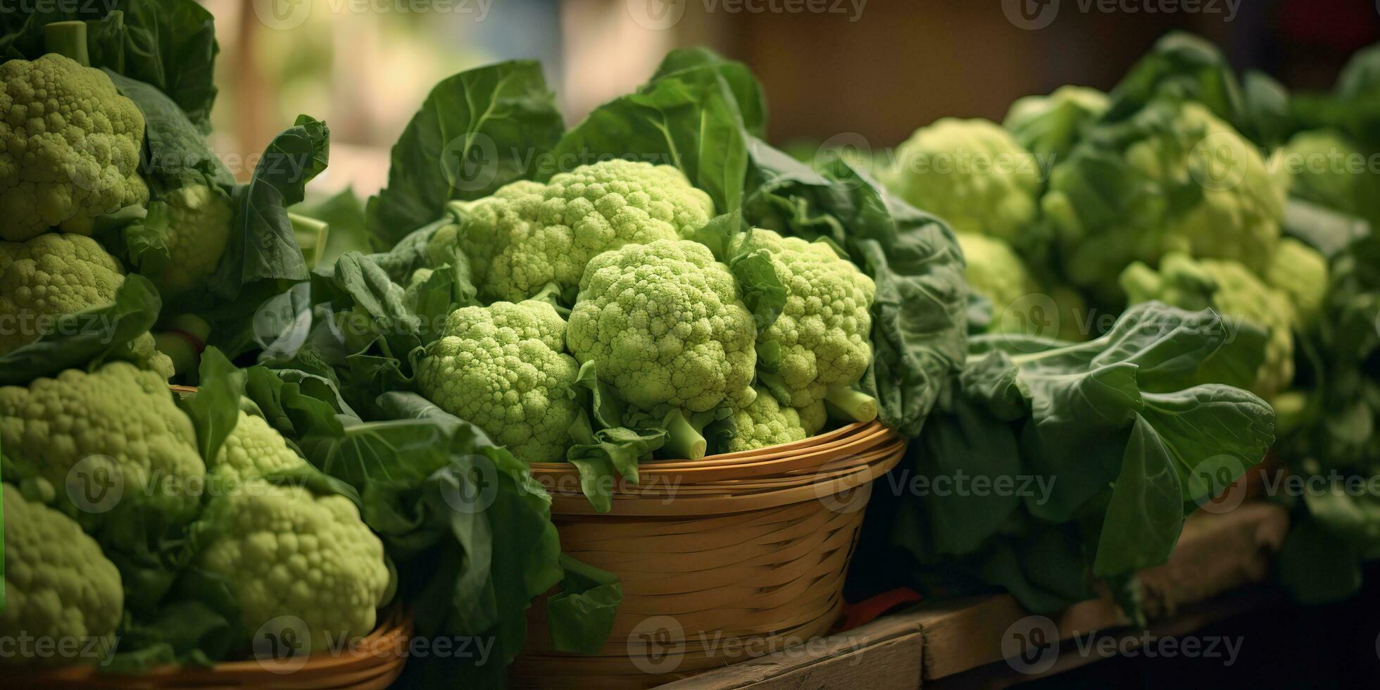 AI Generated. AI Generative. Fresh green white eco organic cauliflower vegetable food. Store promotion background. Graphic Art photo