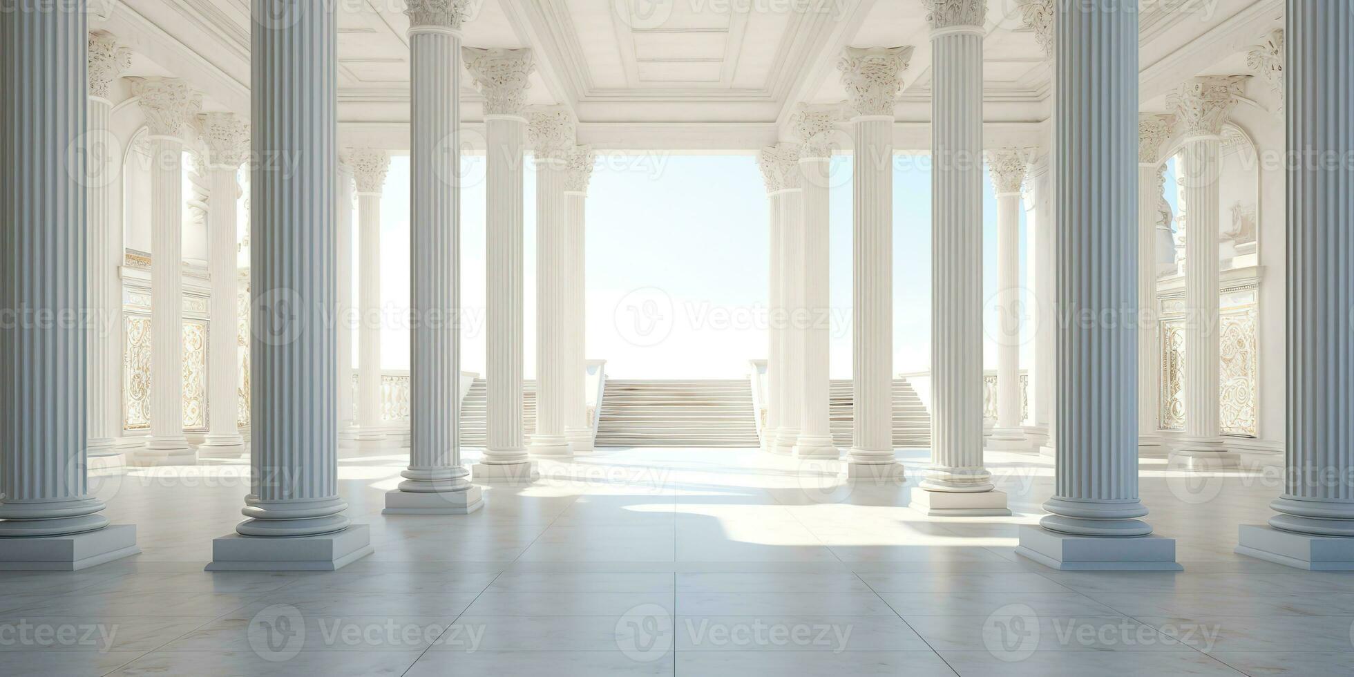 AI Generated. AI Generative. White collonade  architecture landmark design exterior building background. Graphic Art photo