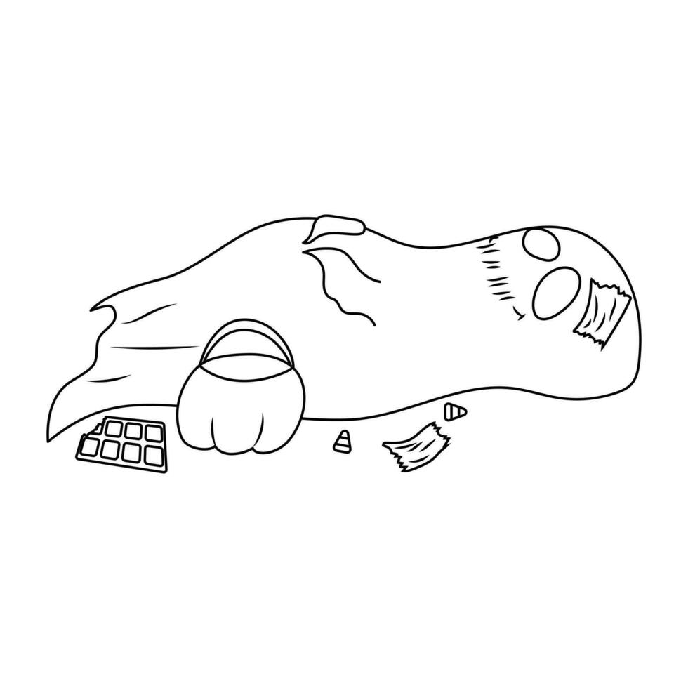 Halloween coloring page with a cute ghost vector