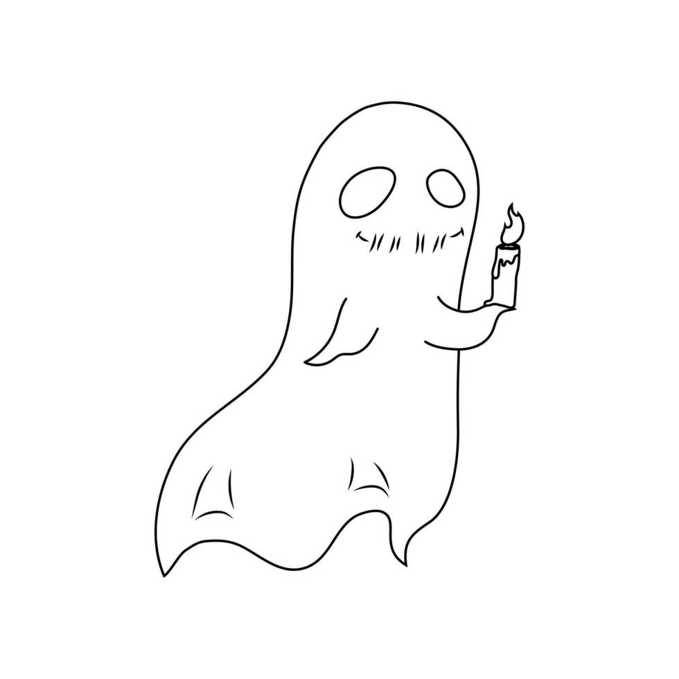 Halloween coloring page with a cute ghost vector