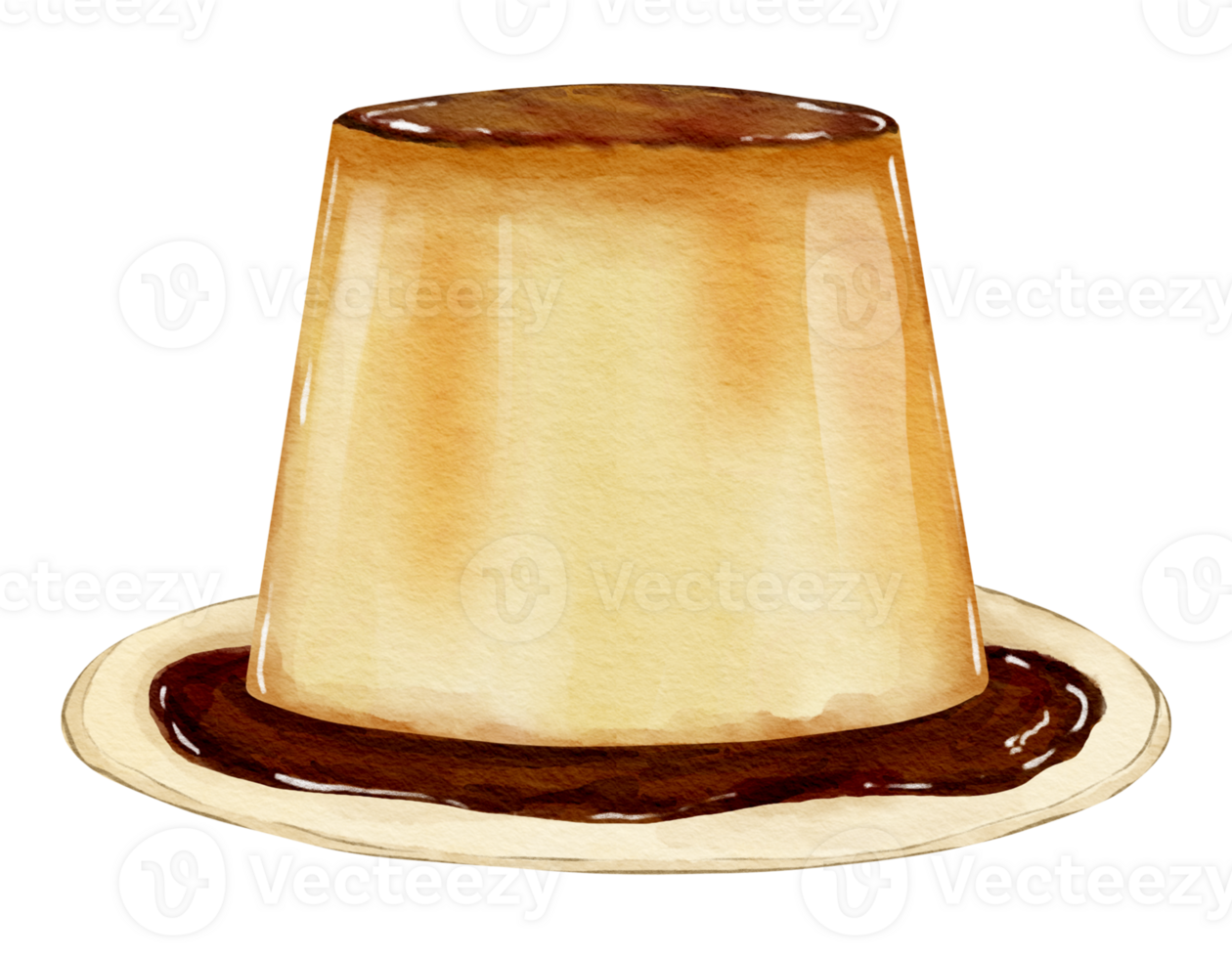 Watercolor pudding Hand drawn watercolor illustration isolated element png