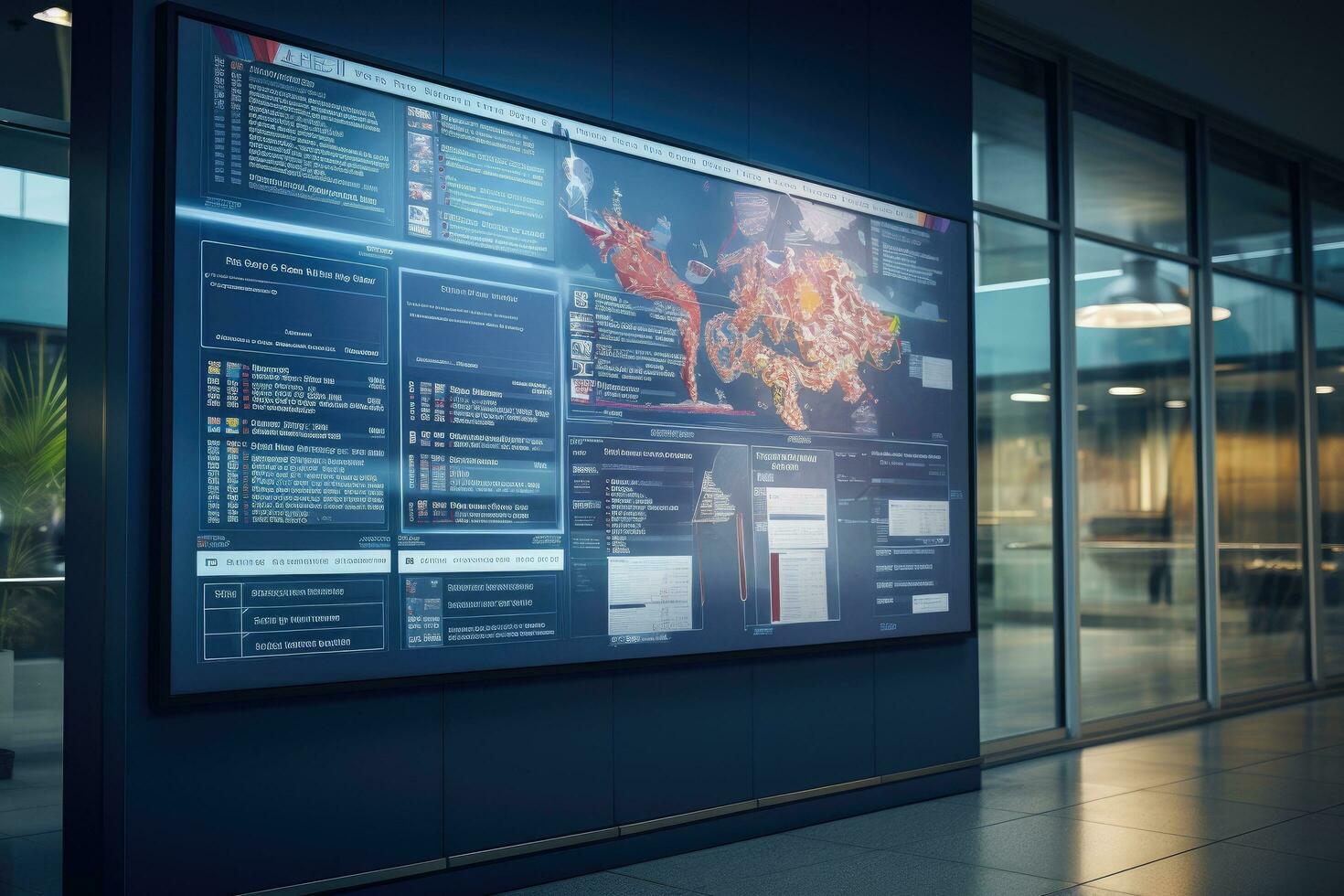 3d rendering of a modern airport interior with information board on it, Discover an information hub with a bustling notice board, exchanging and displaying important notes and, AI Generated photo