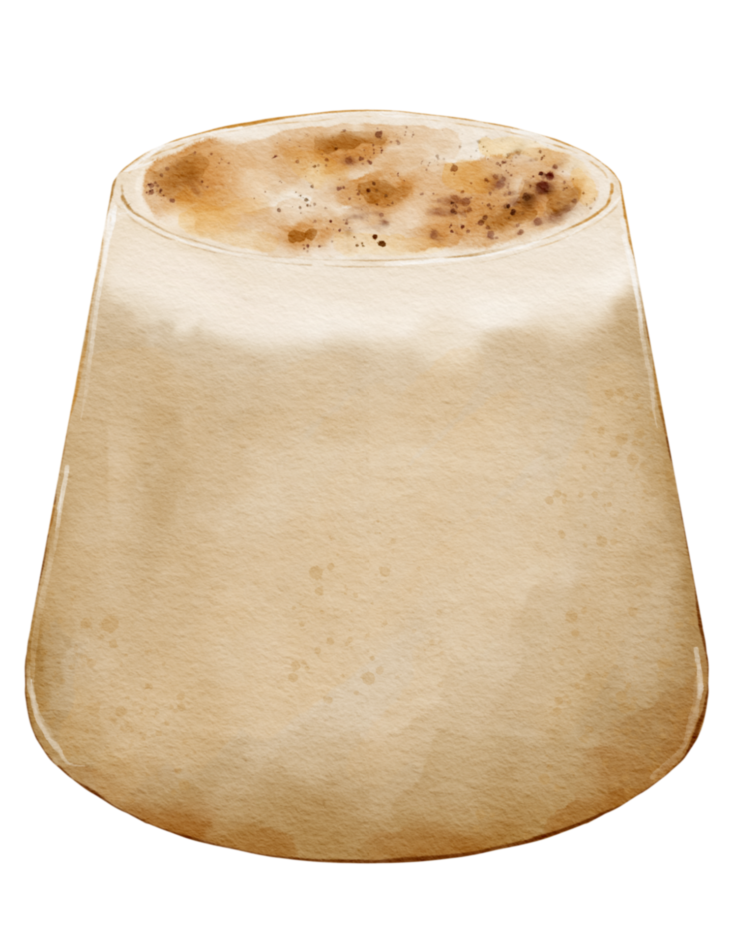 Watercolor creme brulee latte watercolor illustration isolated element