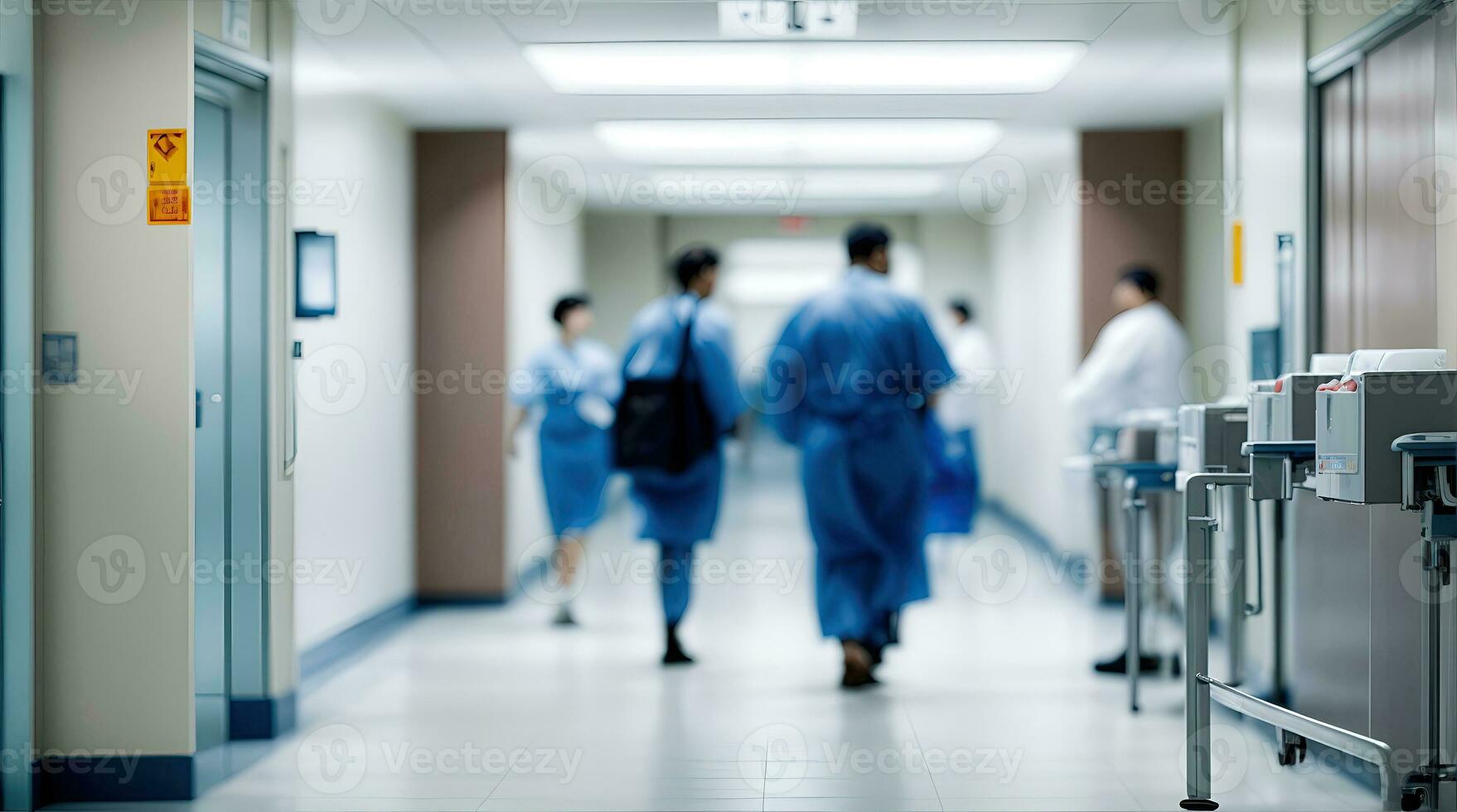 Hospital weekdays life, unfocused background. photo