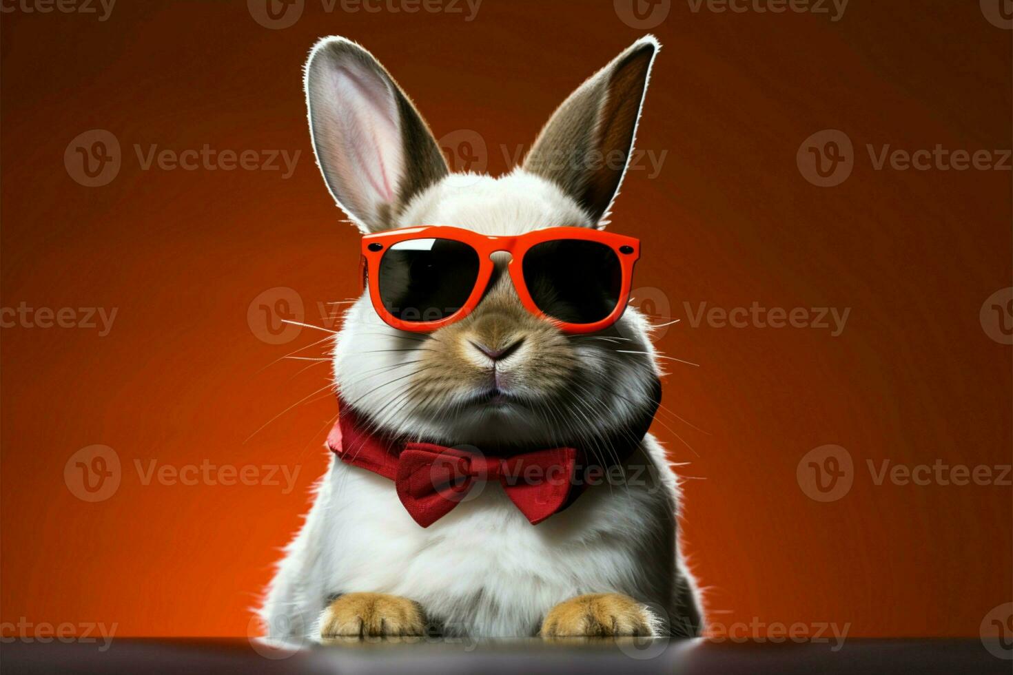 Bunny dons stylish glasses against an isolated backdrop AI Generated photo
