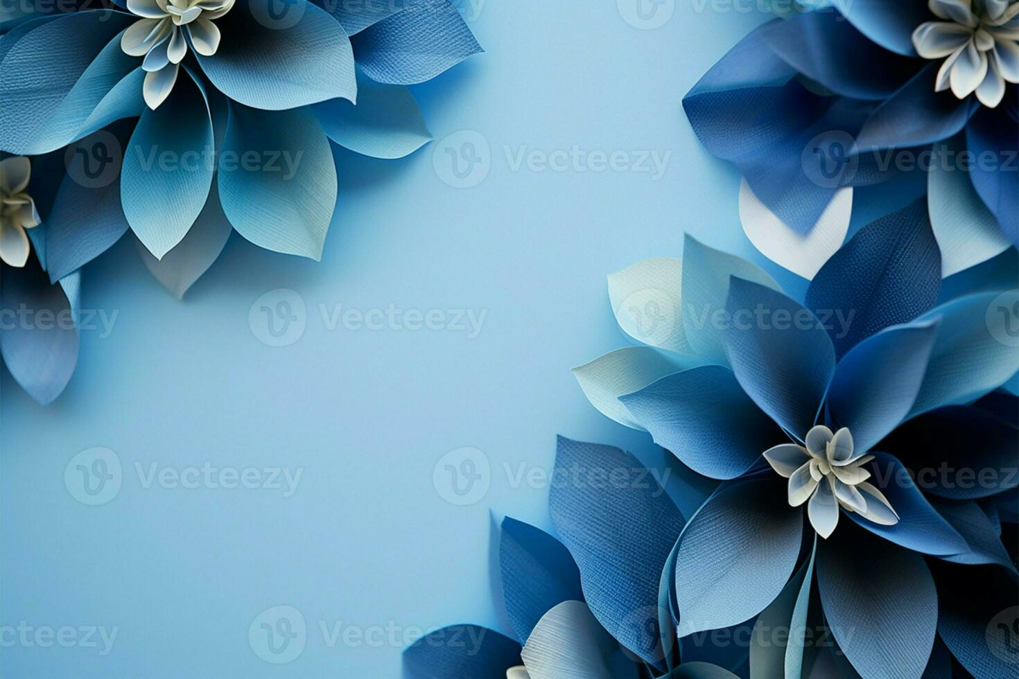 un maravilloso antecedentes vitrinas un curado colección de hermosa azul flores ai generado foto