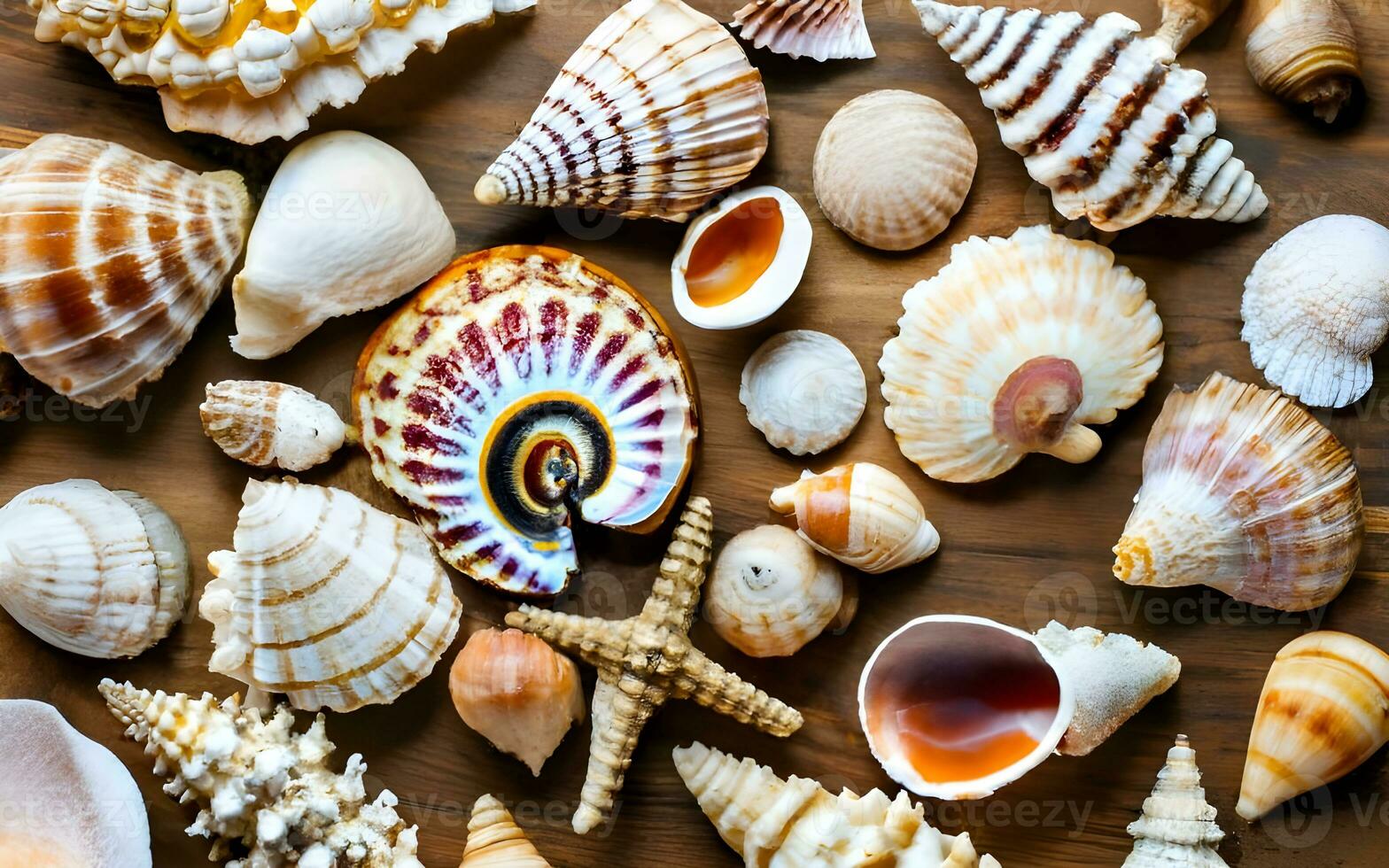 Seashell Symphony, Unveiling the Mesmerizing Patterns of a Vast Collection. AI Generated photo