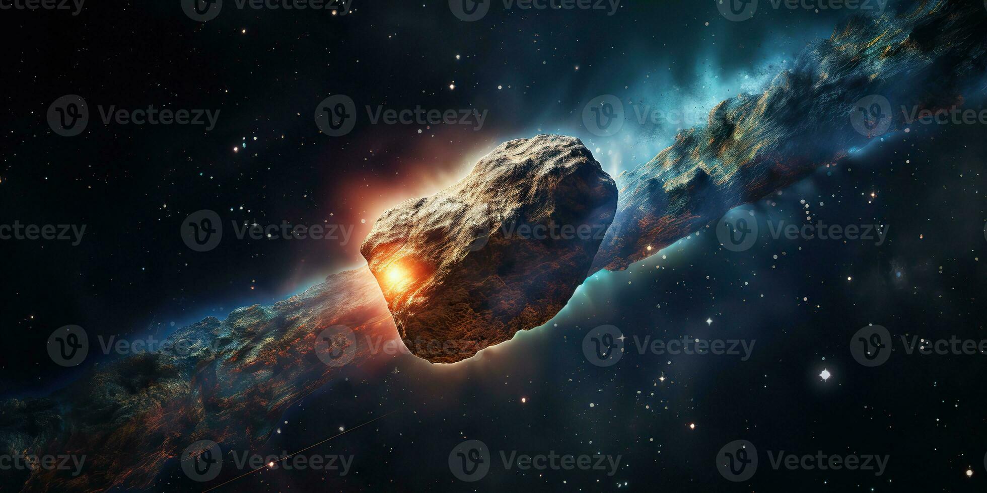 ai generado. ai generativo. galaxia exterior espacio volador asteroide universo galaxia peligro catástrofe. gráfico Arte foto