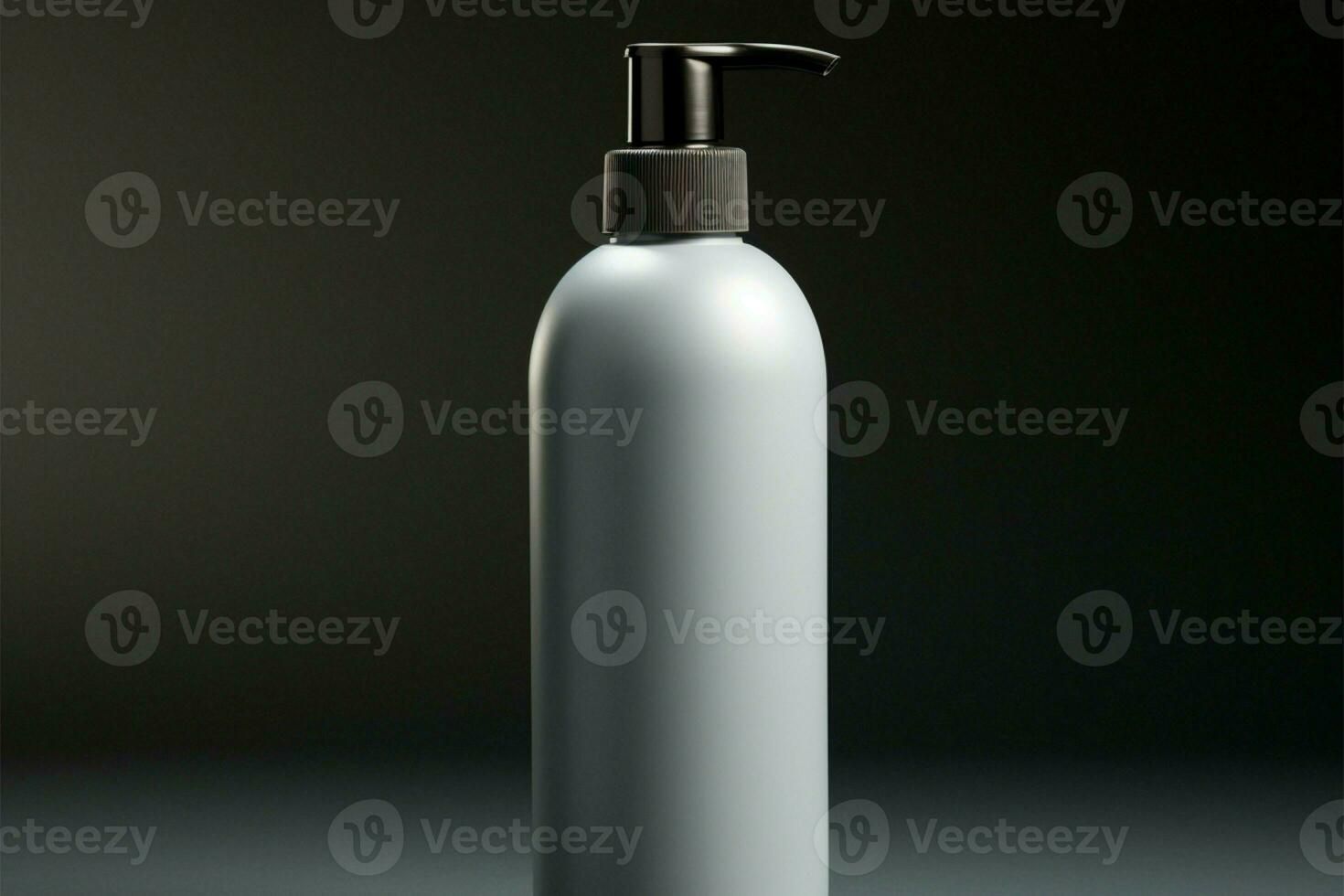 Grey background enhances the allure of the cosmetic product bottle AI Generated photo