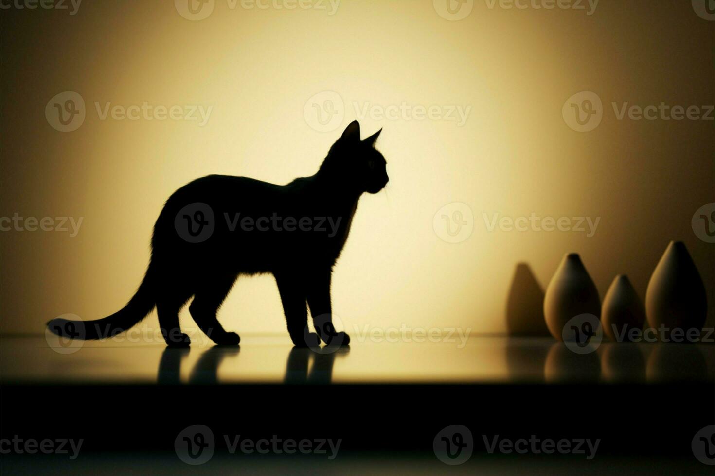 Lithe 3D kittys shadow elegantly rendered against backdrop in art AI Generated photo