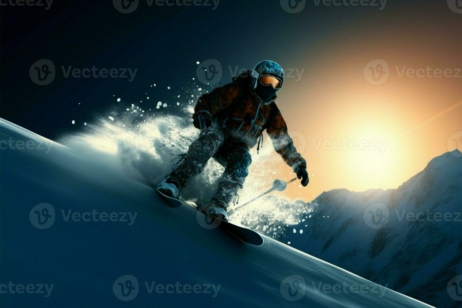Winter vacation skiing, sledding, and escaping the citys bustle for nature AI Generated photo
