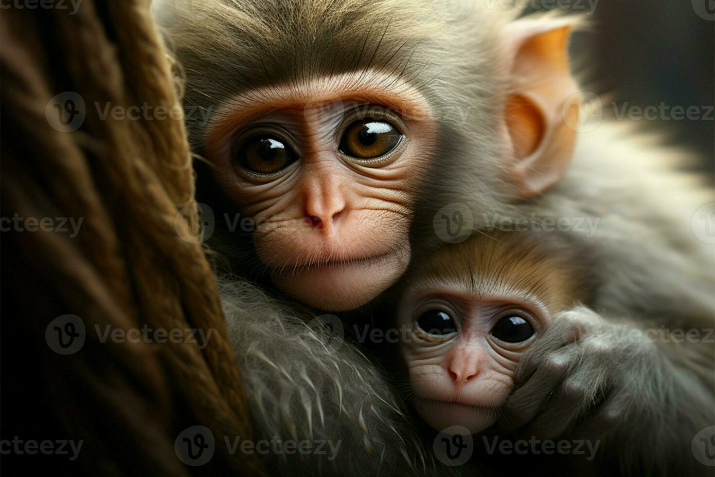 Maternal monkeys embrace encompasses motherly and spousal love tenderly AI Generated photo