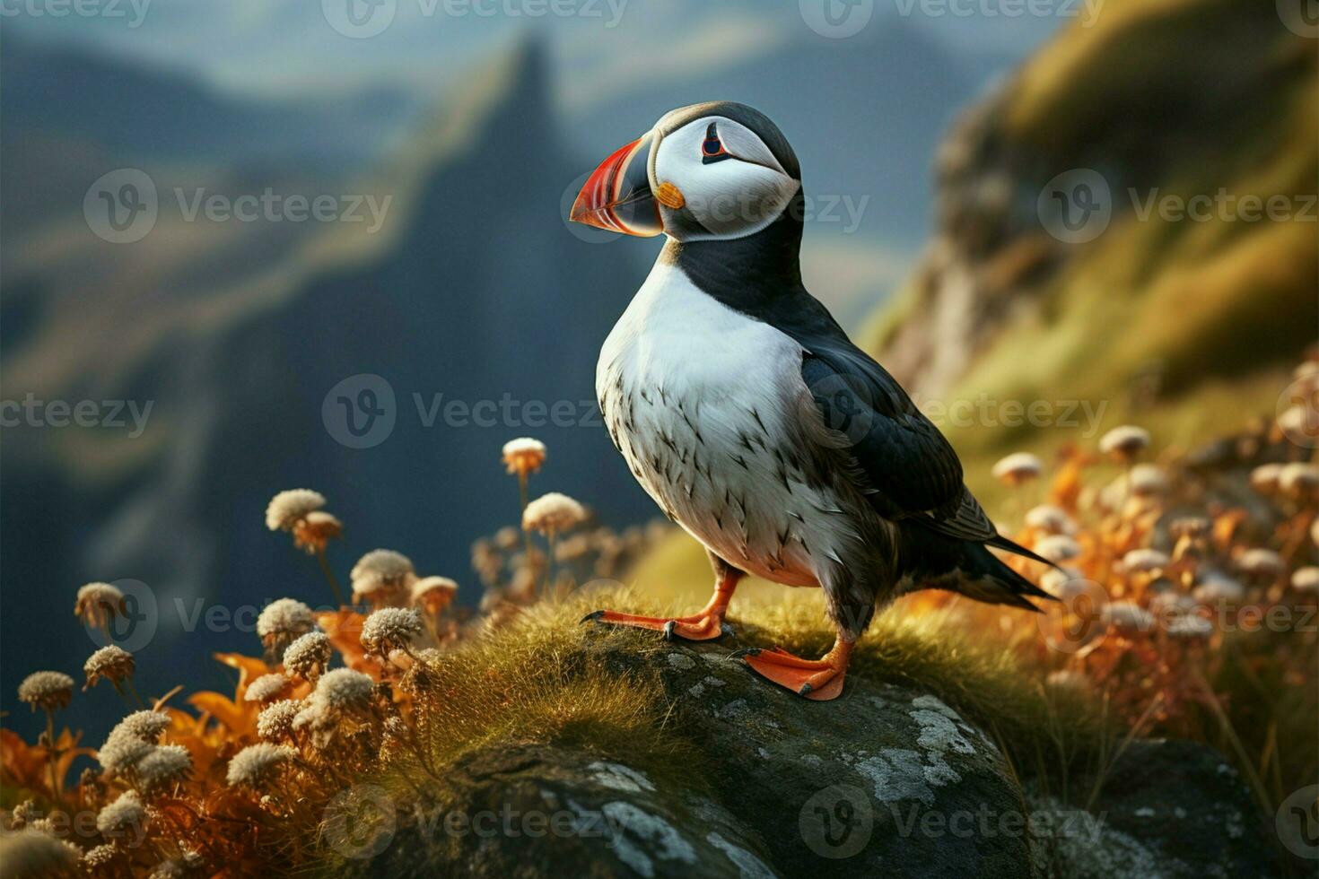 Natures beauty A puffin Fratercula arctica thrives in its habitat AI Generated photo
